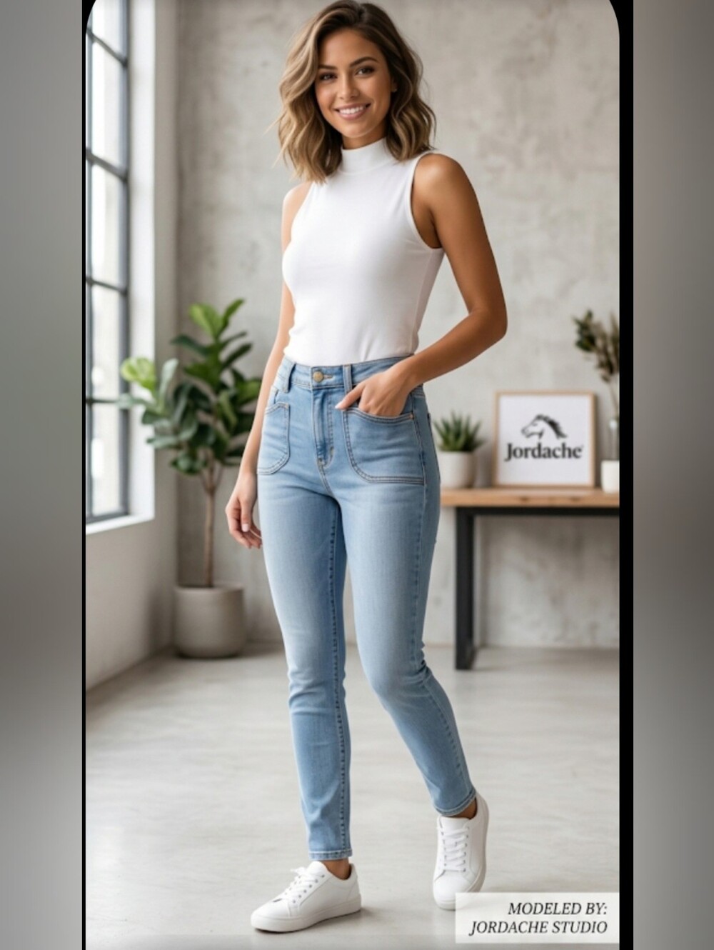 Jordache High-Rise Light Wash Denim Jeans